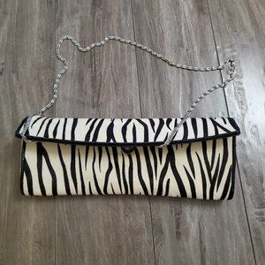 Calf hair Zebra clutch with removeable chain strap